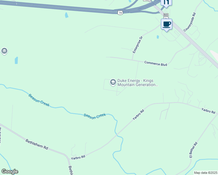map of restaurants, bars, coffee shops, grocery stores, and more near 1040 Beason Creek Road in Kings Mountain