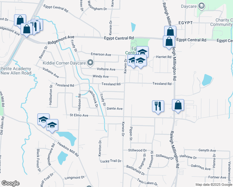 map of restaurants, bars, coffee shops, grocery stores, and more near 3888 Trufant Avenue in Memphis