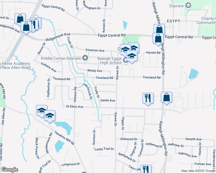 map of restaurants, bars, coffee shops, grocery stores, and more near 3888 Trufant Avenue in Memphis