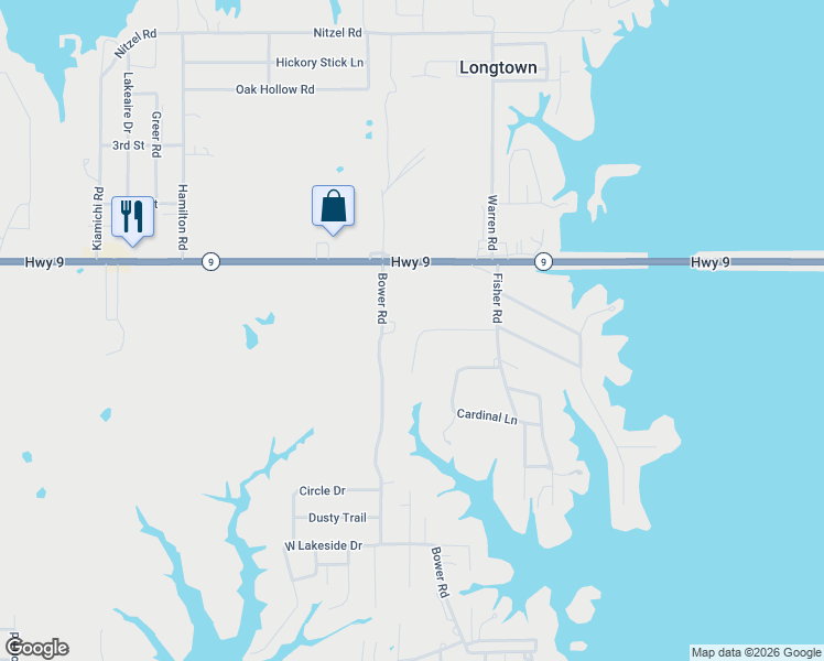 map of restaurants, bars, coffee shops, grocery stores, and more near 170 Hummingbird Lane in Eufaula