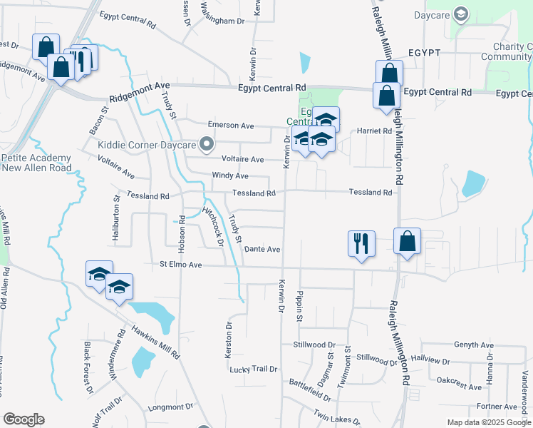 map of restaurants, bars, coffee shops, grocery stores, and more near 3888 Trufant Avenue in Memphis