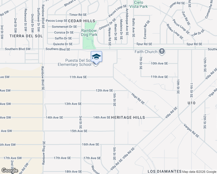 map of restaurants, bars, coffee shops, grocery stores, and more near 512 12th Street Northwest in Rio Rancho