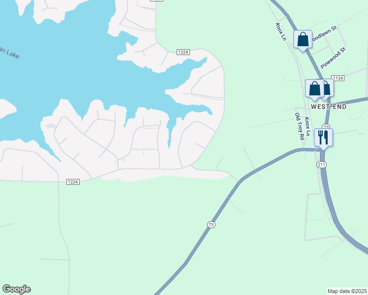 map of restaurants, bars, coffee shops, grocery stores, and more near P3104 in Seven Lakes