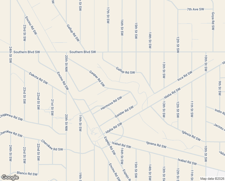 map of restaurants, bars, coffee shops, grocery stores, and more near 1605 Hermosa Road Southwest in Rio Rancho