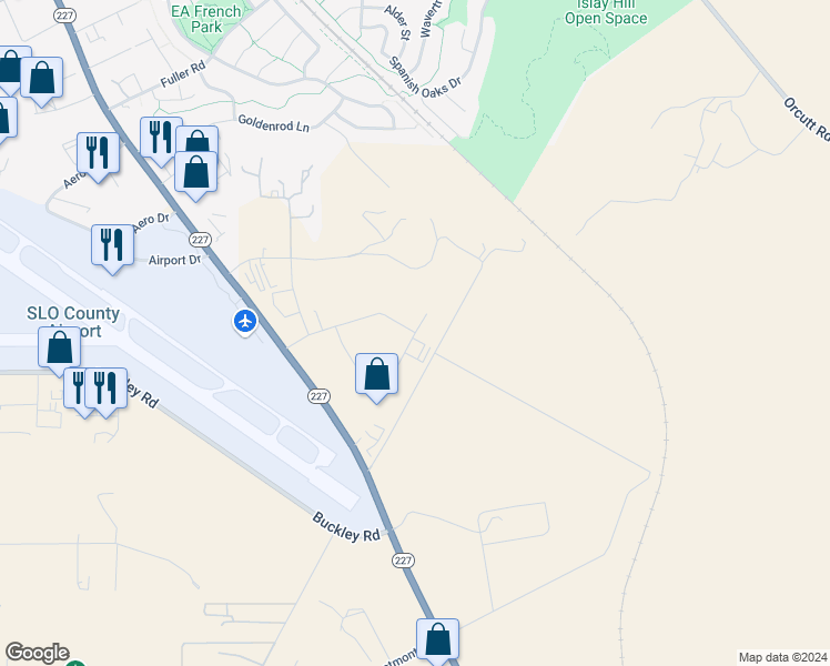 map of restaurants, bars, coffee shops, grocery stores, and more near 1267 Prospect Street in San Luis Obispo