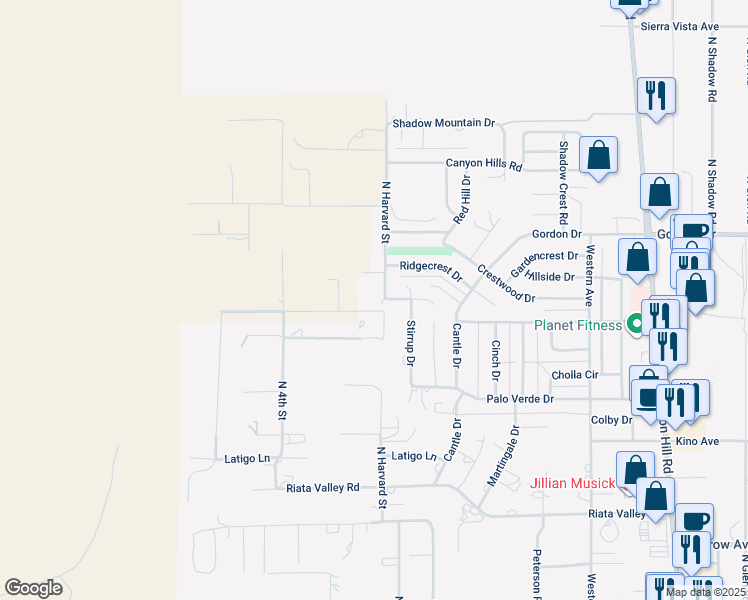 map of restaurants, bars, coffee shops, grocery stores, and more near 3911 North Harvard Street in Kingman
