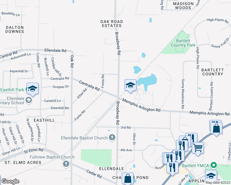map of restaurants, bars, coffee shops, grocery stores, and more near in Bartlett