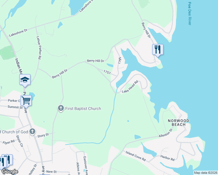 map of restaurants, bars, coffee shops, grocery stores, and more near 366 Lake Head Road in Norwood