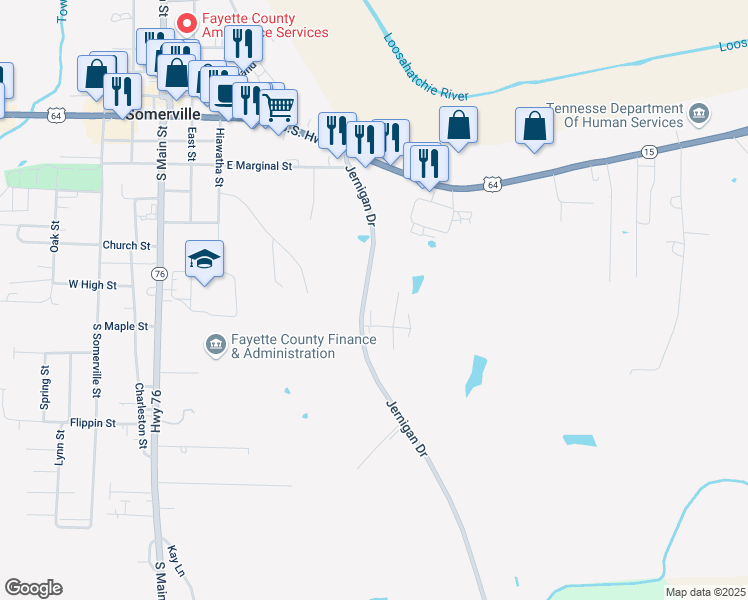 map of restaurants, bars, coffee shops, grocery stores, and more near 365 Jernigan Drive in Somerville