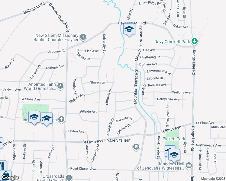 map of restaurants, bars, coffee shops, grocery stores, and more near 4069 Ridgedale Street in Memphis