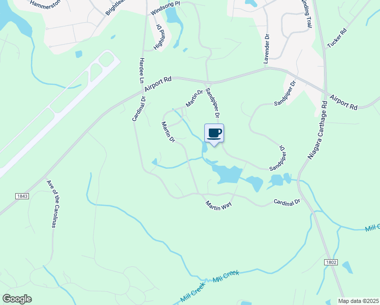 map of restaurants, bars, coffee shops, grocery stores, and more near 35 Martin Dr in Whispering Pines