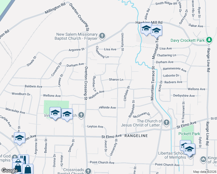 map of restaurants, bars, coffee shops, grocery stores, and more near 2227 Wellons Avenue in Memphis