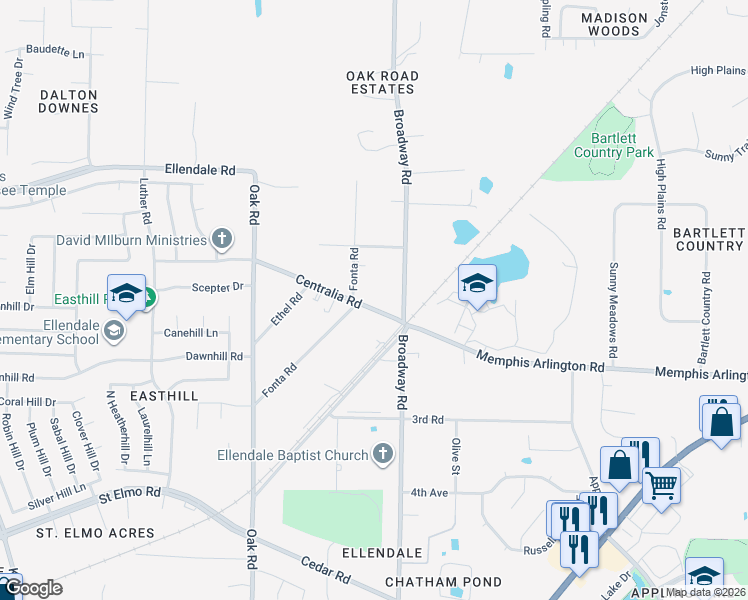 map of restaurants, bars, coffee shops, grocery stores, and more near 4117 Broadway Road in Arlington