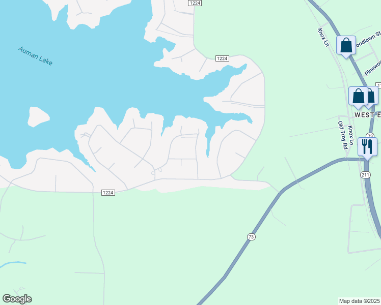 map of restaurants, bars, coffee shops, grocery stores, and more near 111 Dennis Circle in Seven Lakes
