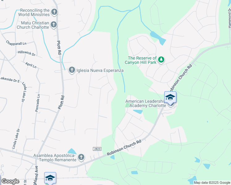 map of restaurants, bars, coffee shops, grocery stores, and more near 7808 Travers Run Drive in Charlotte