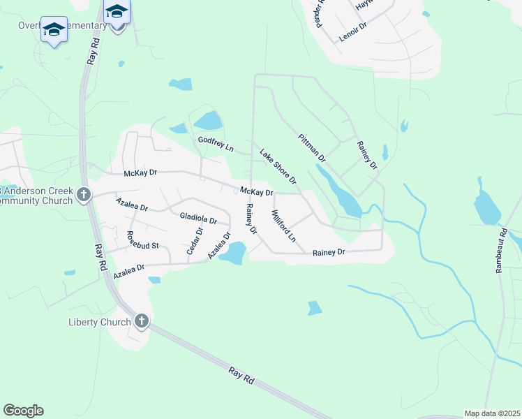 map of restaurants, bars, coffee shops, grocery stores, and more near 105 Rainey Drive in Spring Lake