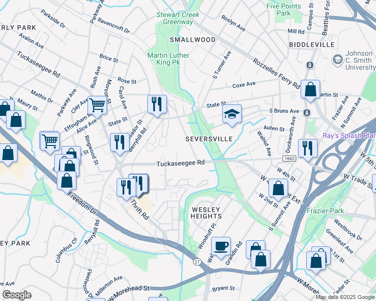 map of restaurants, bars, coffee shops, grocery stores, and more near 820 Gesco Street in Charlotte