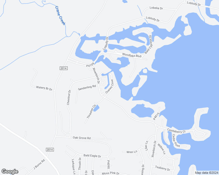 map of restaurants, bars, coffee shops, grocery stores, and more near 166 Cranes Cove in Vass