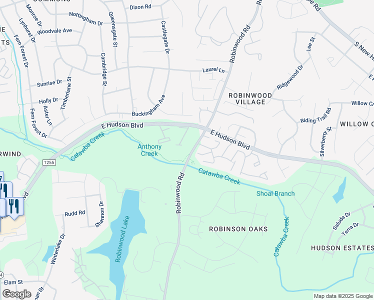 map of restaurants, bars, coffee shops, grocery stores, and more near 1935 Robinwood Road in Gastonia