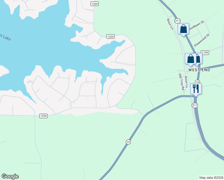 map of restaurants, bars, coffee shops, grocery stores, and more near 114 P3104 in Seven Lakes