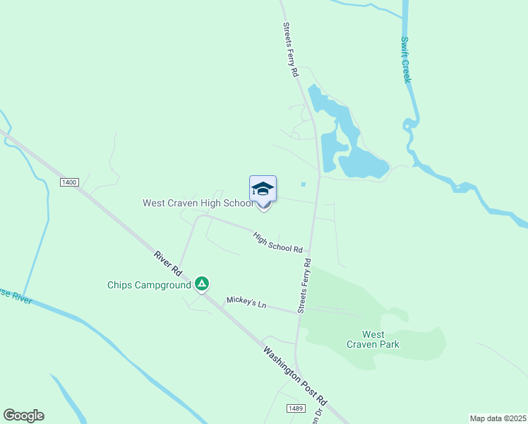 map of restaurants, bars, coffee shops, grocery stores, and more near 2600 Streets Ferry Road in Vanceboro