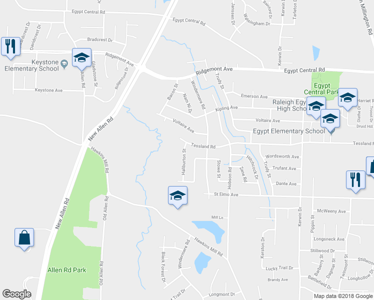 map of restaurants, bars, coffee shops, grocery stores, and more near 4098 Haliburton Street in Memphis