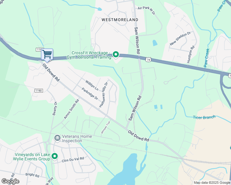 map of restaurants, bars, coffee shops, grocery stores, and more near Dewey Drive in Charlotte