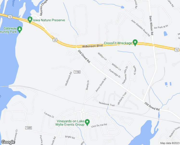 map of restaurants, bars, coffee shops, grocery stores, and more near 4201 Beatty Drive in Charlotte
