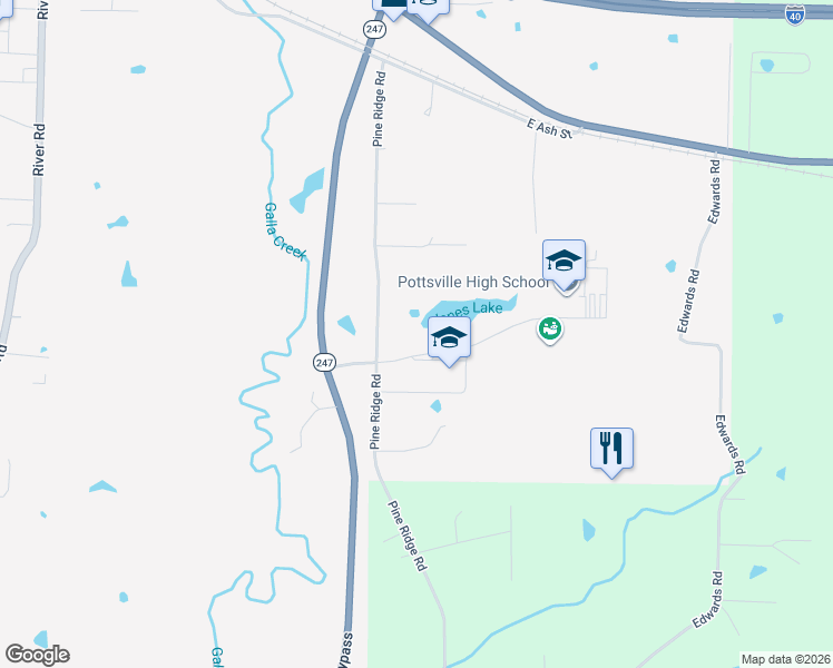 map of restaurants, bars, coffee shops, grocery stores, and more near 730 Pine Ridge Road in Pottsville