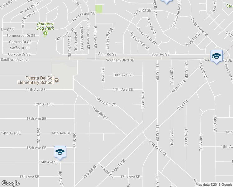 map of restaurants, bars, coffee shops, grocery stores, and more near 848 11th Avenue Southeast in Rio Rancho