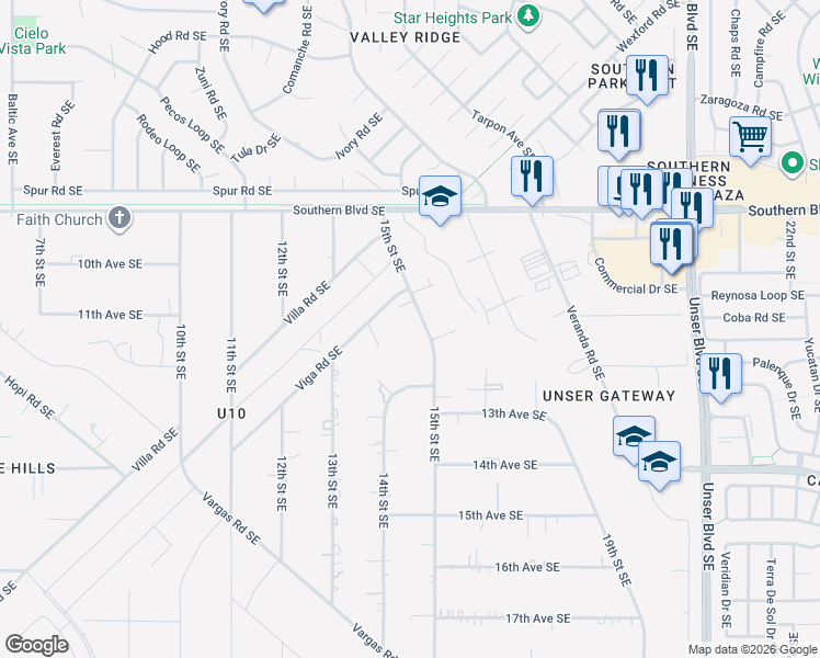 map of restaurants, bars, coffee shops, grocery stores, and more near 1200 Jean Place Southeast in Rio Rancho
