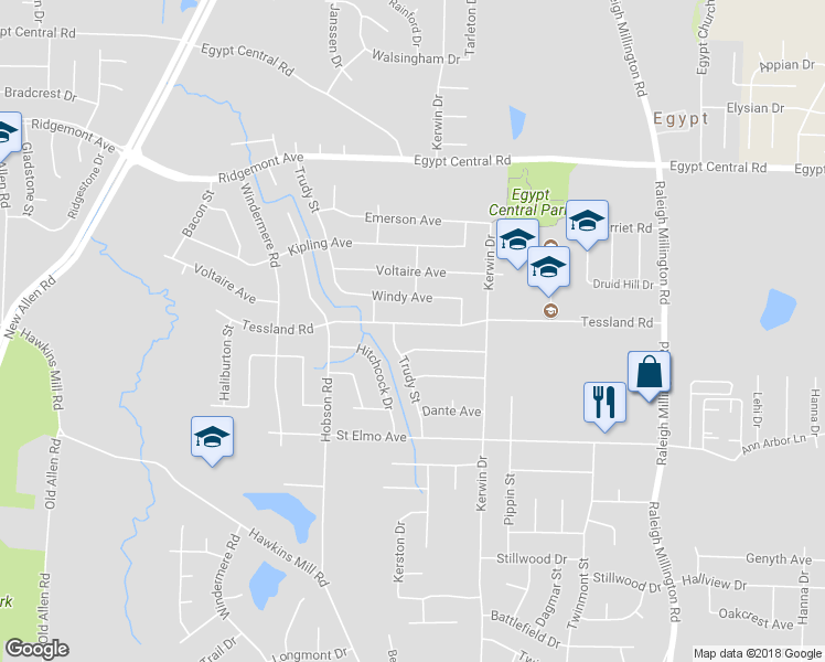 map of restaurants, bars, coffee shops, grocery stores, and more near 3845 Tessland Rd in Memphis