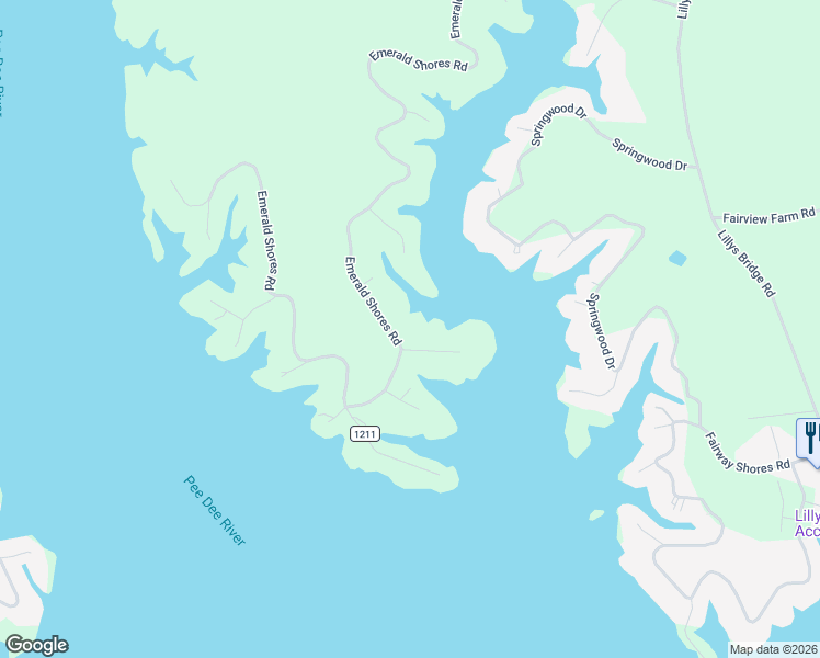 map of restaurants, bars, coffee shops, grocery stores, and more near 869 Emerald Shores Road in Mount Gilead