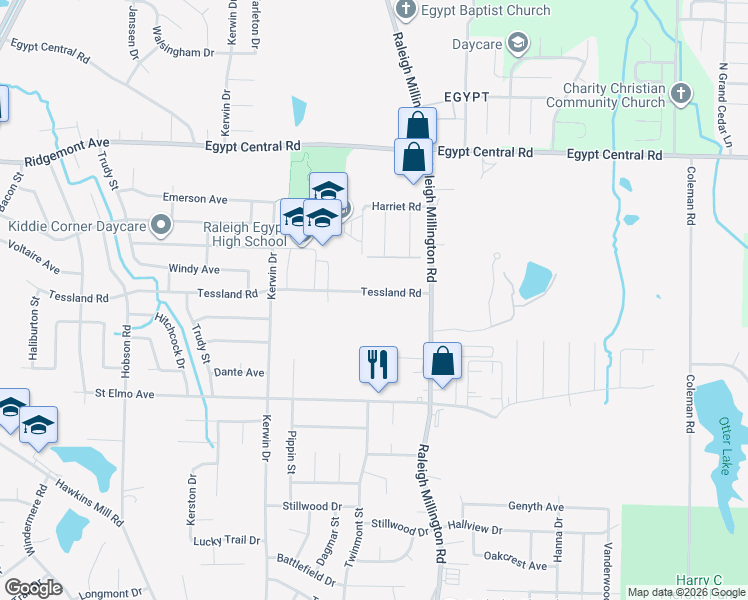 map of restaurants, bars, coffee shops, grocery stores, and more near 4059 Tessland Road in Memphis