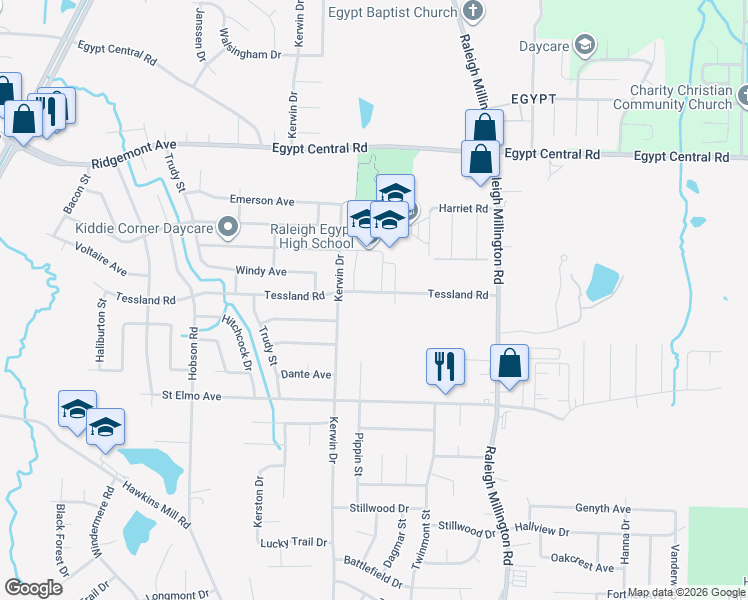 map of restaurants, bars, coffee shops, grocery stores, and more near 3971 Tessland Road in Memphis