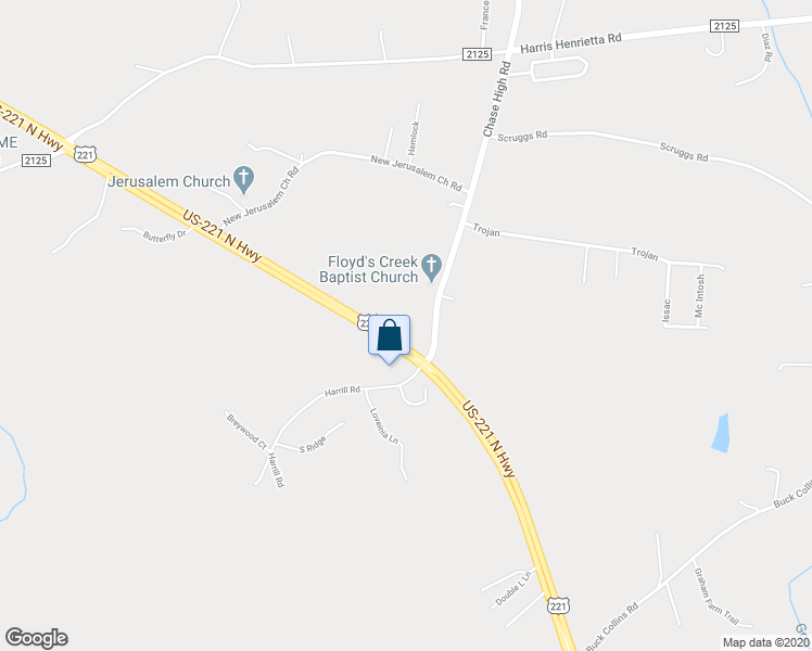 map of restaurants, bars, coffee shops, grocery stores, and more near 5337 U.S. 221 in Forest City