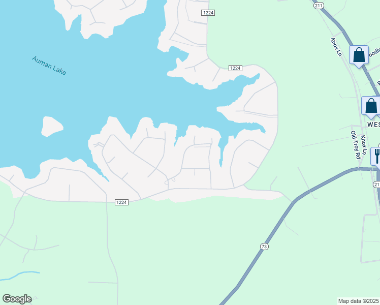 map of restaurants, bars, coffee shops, grocery stores, and more near 123 Dennis Circle in Seven Lakes