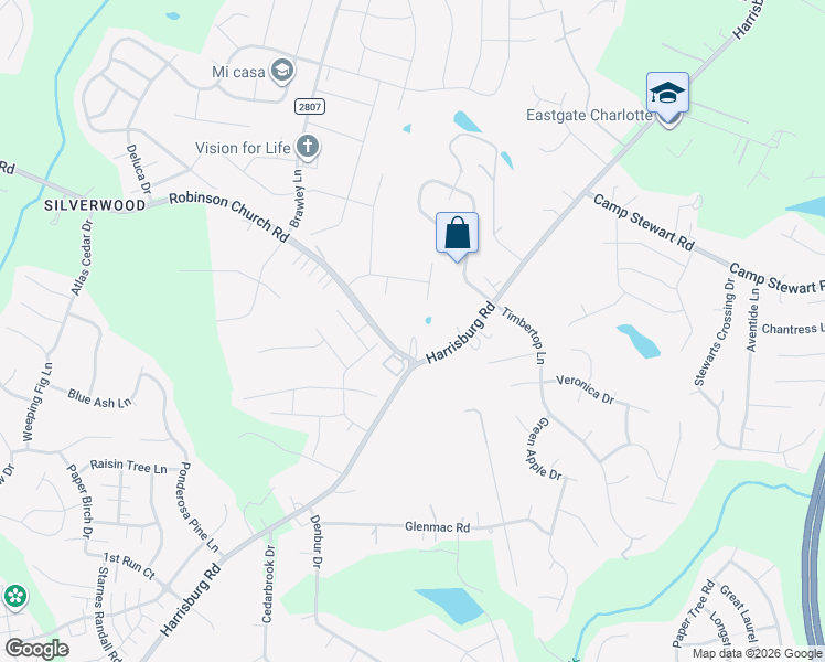 map of restaurants, bars, coffee shops, grocery stores, and more near 10333 Robinson Church Road in Charlotte