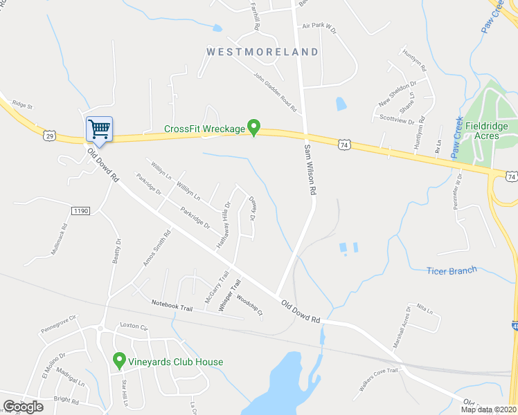 map of restaurants, bars, coffee shops, grocery stores, and more near 9426 Dewey Drive in Charlotte