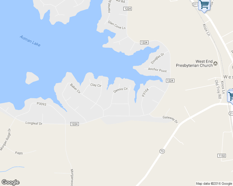 map of restaurants, bars, coffee shops, grocery stores, and more near 123 Dennis Circle in Seven Lakes