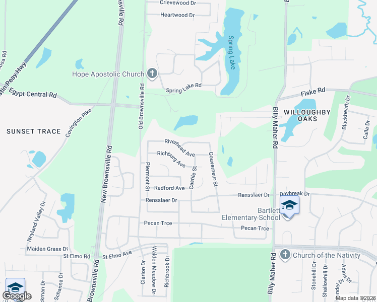 map of restaurants, bars, coffee shops, grocery stores, and more near 5728 Riverhead Avenue in Memphis