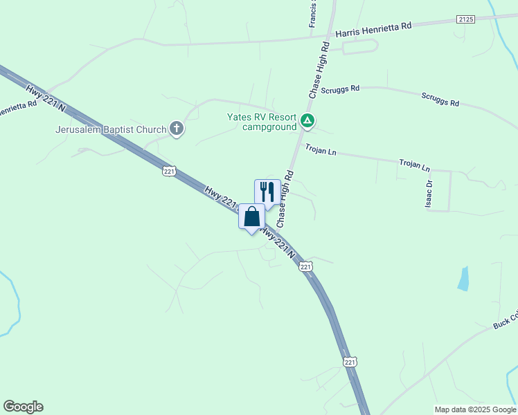 map of restaurants, bars, coffee shops, grocery stores, and more near 5337 U.S. 221 in Forest City