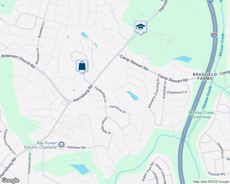 map of restaurants, bars, coffee shops, grocery stores, and more near 5507 Whisperfield Lane in Charlotte