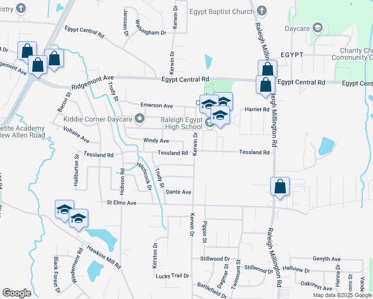 map of restaurants, bars, coffee shops, grocery stores, and more near 3906 Tessland Road in Memphis