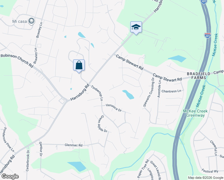map of restaurants, bars, coffee shops, grocery stores, and more near 5507 Whisperfield Lane in Charlotte