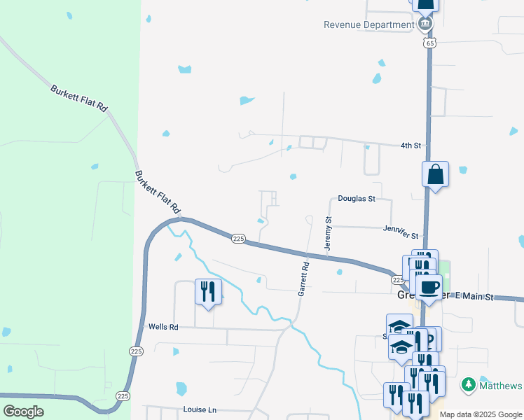 map of restaurants, bars, coffee shops, grocery stores, and more near 54 Mountain Drive in Greenbrier