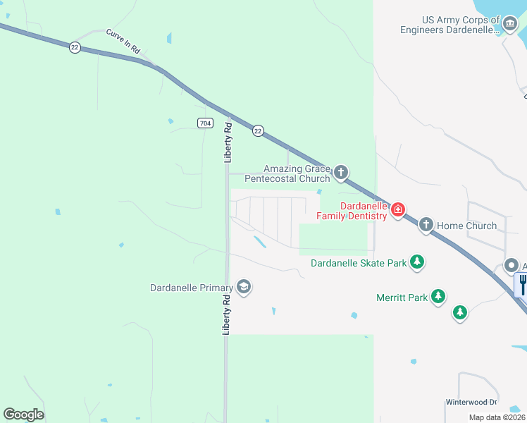 map of restaurants, bars, coffee shops, grocery stores, and more near 105 Country Oaks Drive in Dardanelle