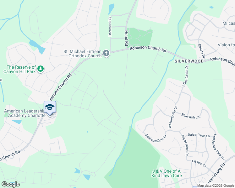 map of restaurants, bars, coffee shops, grocery stores, and more near 7045 Hood Road in Charlotte