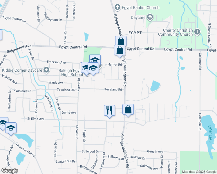 map of restaurants, bars, coffee shops, grocery stores, and more near 4059 Tessland Road in Memphis