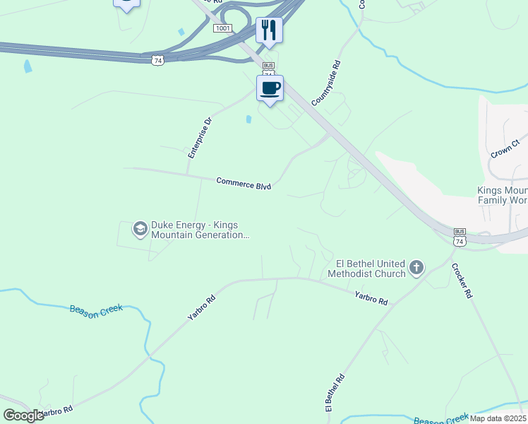 map of restaurants, bars, coffee shops, grocery stores, and more near in Kings Mountain